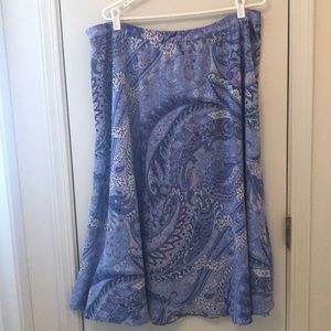 Reversible skirt. Paisley purple, reverse is blue.